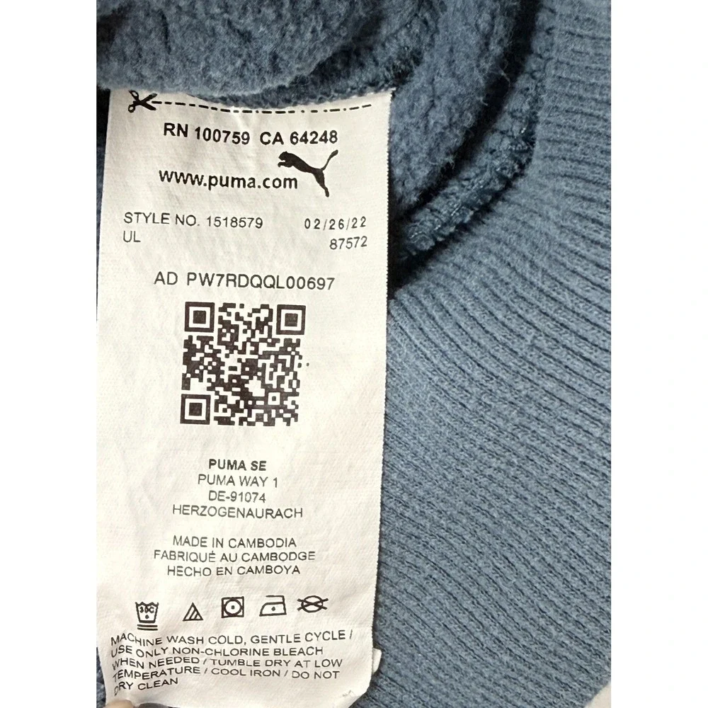 Puma Hoodie‎ Youth Large Blue Pullover Sweatshirt Logo Kids 14/16 Fits Womens XS